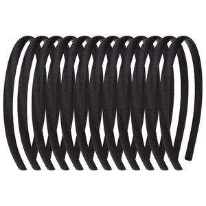 Black Headbands for Girls 12Pcs DIY Craft Head Bands Hard Thin Headband Rubber P